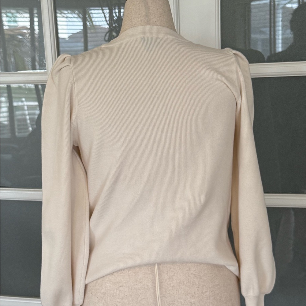 The Limited Cream Puff Sleeve Sweater XL Ribbed Knit - Picture 2 of 8